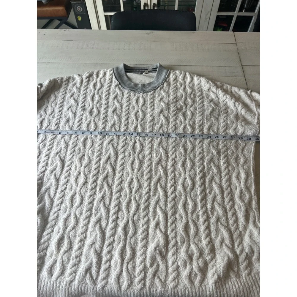 Free People Olympic Oversized Sweater Ivory and Gray Size Small